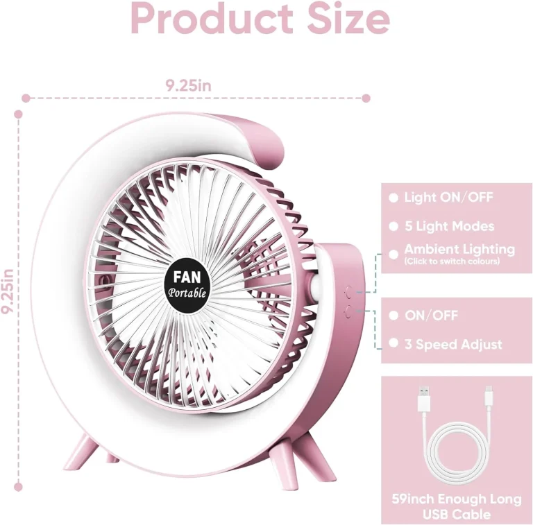 5 inch Personal Desk Fan with LED Light - Image 2